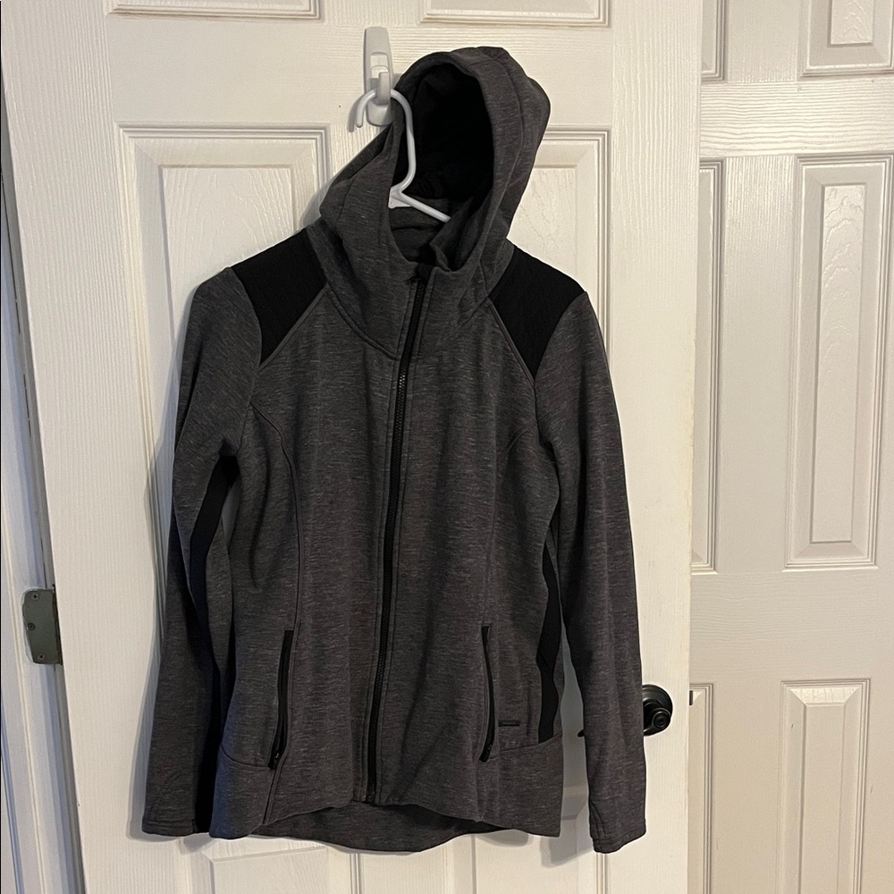 Athleta Gray and Black Triumph zip up hoodie